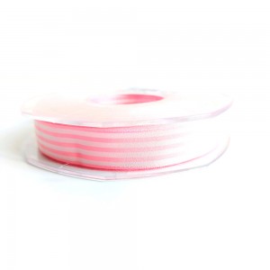 Horizontal Stripes Ribbon - Pink and White 15 mm